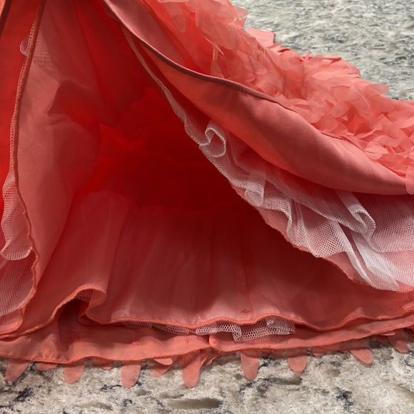American Princess | formal coral party dress with built in tulle petticoat - Picture 10 of 16